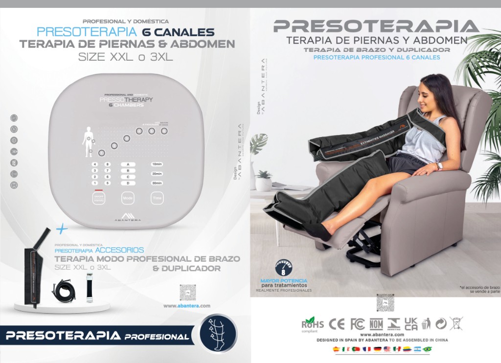 Folleto: vista superior de la unidad de control, accesorios de brazo y duplicador, certificaciones